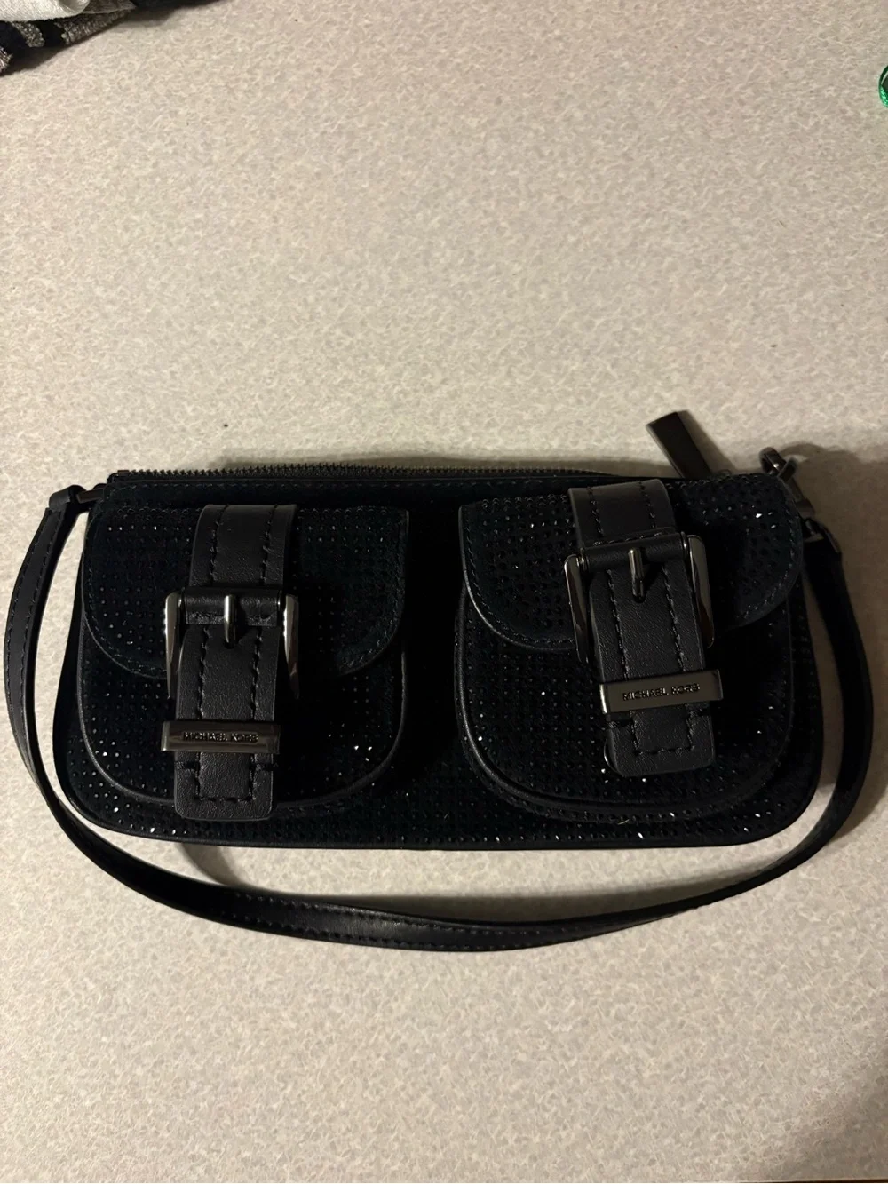 Michael Kors Black Studded Mini Wristlet Crossbody